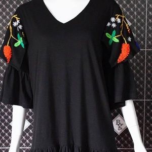 Women top wearBody hanging tunic with flare at hem